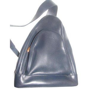 Gucci Vintage Bamboo Line Triangular Navy Blue Leather Backpack